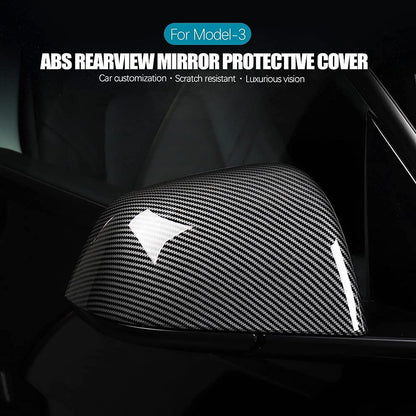 ABS Black Mirror Cover for Tesla Model 3 / Y 2020-2024