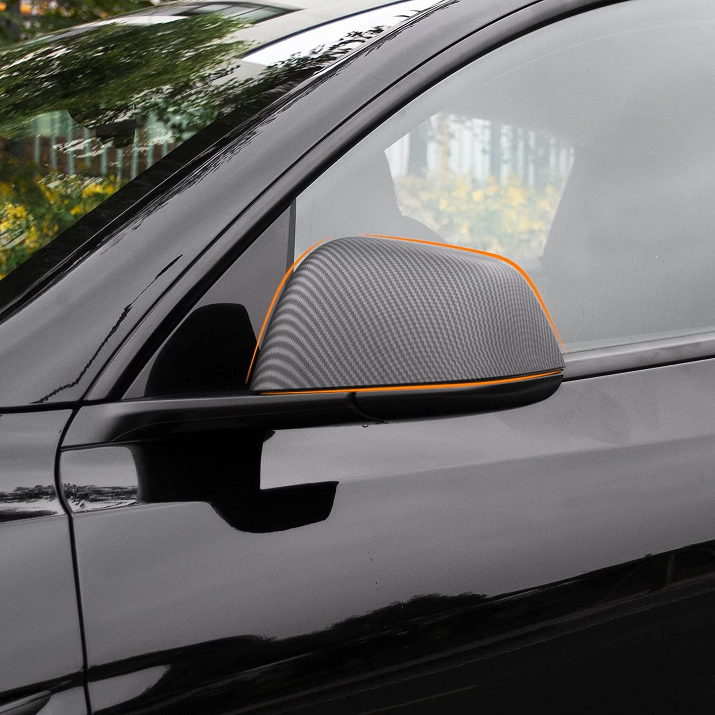 ABS Black Mirror Cover for Tesla Model 3 / Y 2020-2024
