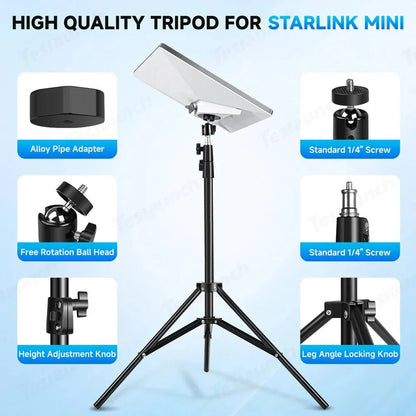 Adjustable Starlink Mini Tripod with 1/4-20 Thread Mount