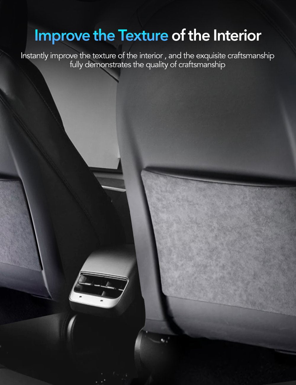 Alcantara Seat Back Protector for Model 3 Highland & New Model Y