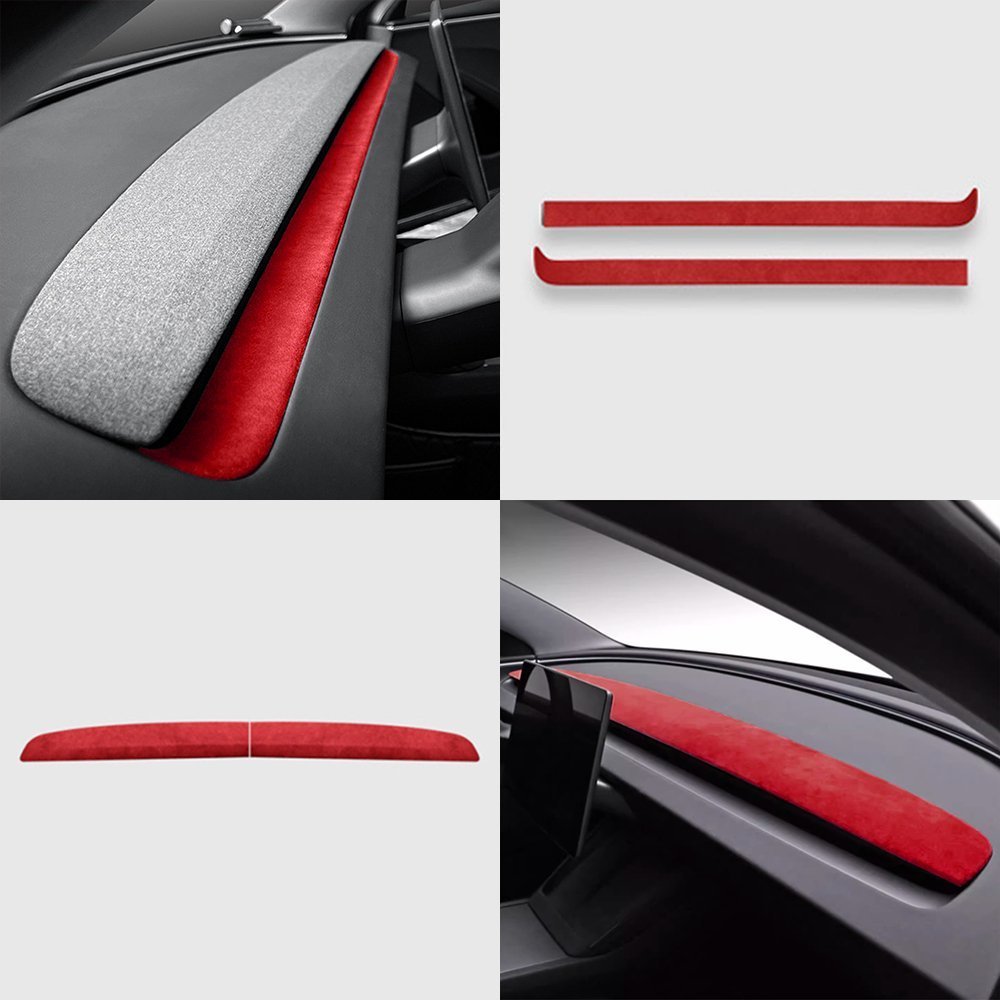 Alcantara Spliced Dash Trim for Tesla Model 3 Highland / Model Y Juniper (2PCS)