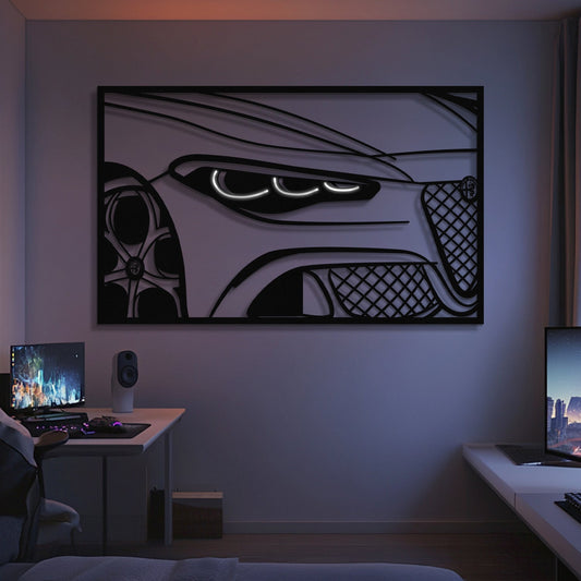 2025 Quadrifoglio Apex Front View Metal Neon Frame Wall Art - MT1474