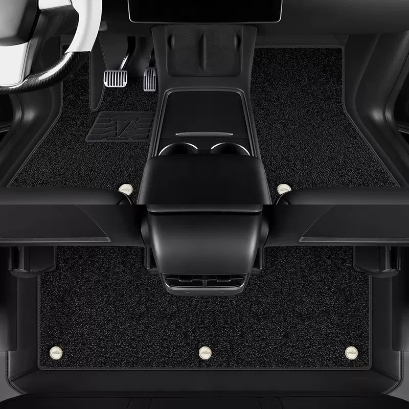 All-Round White Leather Floor Mats for Tesla Model 3 Highland / Y