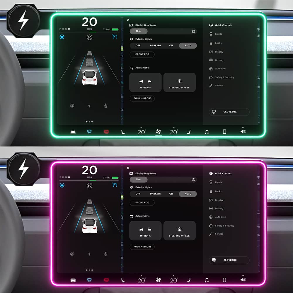 Model 3/Y Music-Synced RGB Ambient Lighting With Wireless Charging Phone Mount