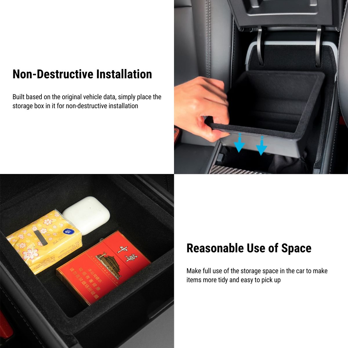 Armrest Organizer for Tesla Model 3 2021-2023.10 / Model Y 2020-2025.03
