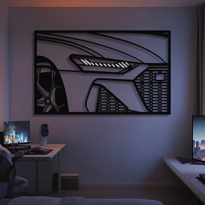RS6 Avant C8 Apex Front View Metal Neon Frame Wall Art - MT1482
