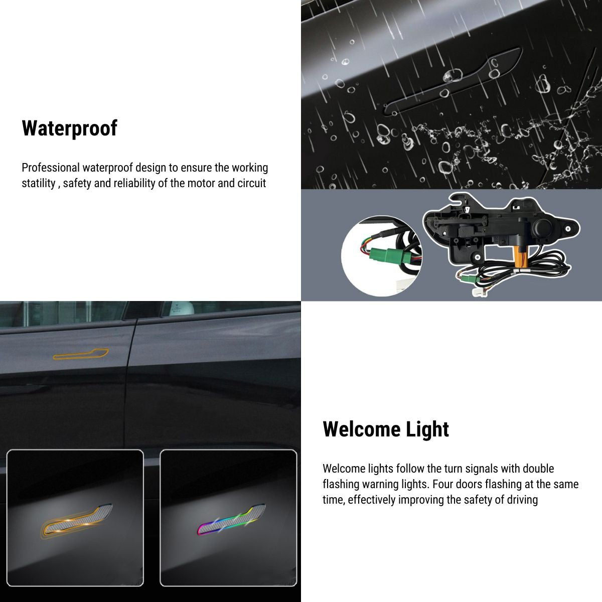 Auto Present Door Handle with LED for Model 3 Highland & New Model Y (4PCS)