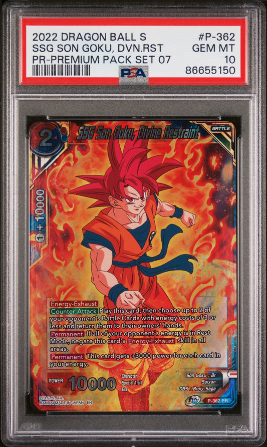 2022 DRAGON BALL SUPER REALM OF THE GODS 7 SSG GOKU, DVN RSTRNT #P-362 - PSA 10