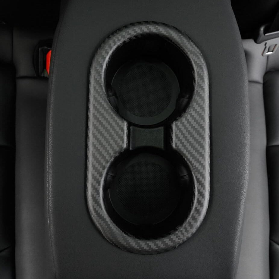 Backseat Cup Holder for Tesla Model 3 Model Y - Carbon Fiber Interior Mods