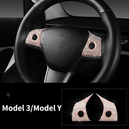 Bling Steering Wheel Buttons Decorate for Tesla Model 3 Model Y (2017-2025)
