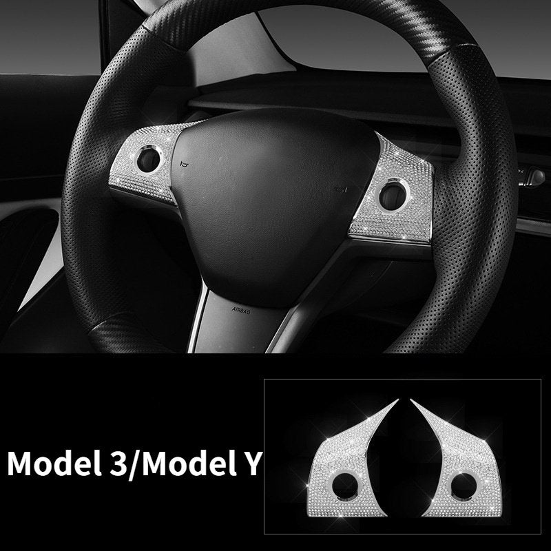 Bling Steering Wheel Buttons Decorate for Tesla Model 3 Model Y (2017-2025)