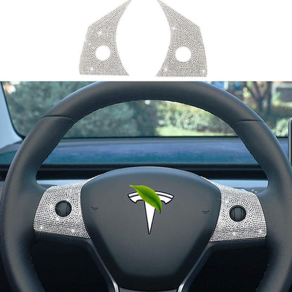 Bling Steering Wheel Buttons Decorate for Tesla Model 3 Model Y (2017-2025)