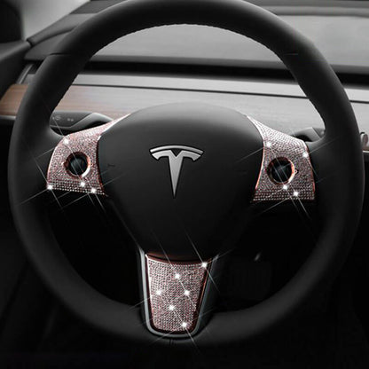 Bling Steering Wheel Buttons Decorate for Tesla Model 3 Model Y (2017-2025)