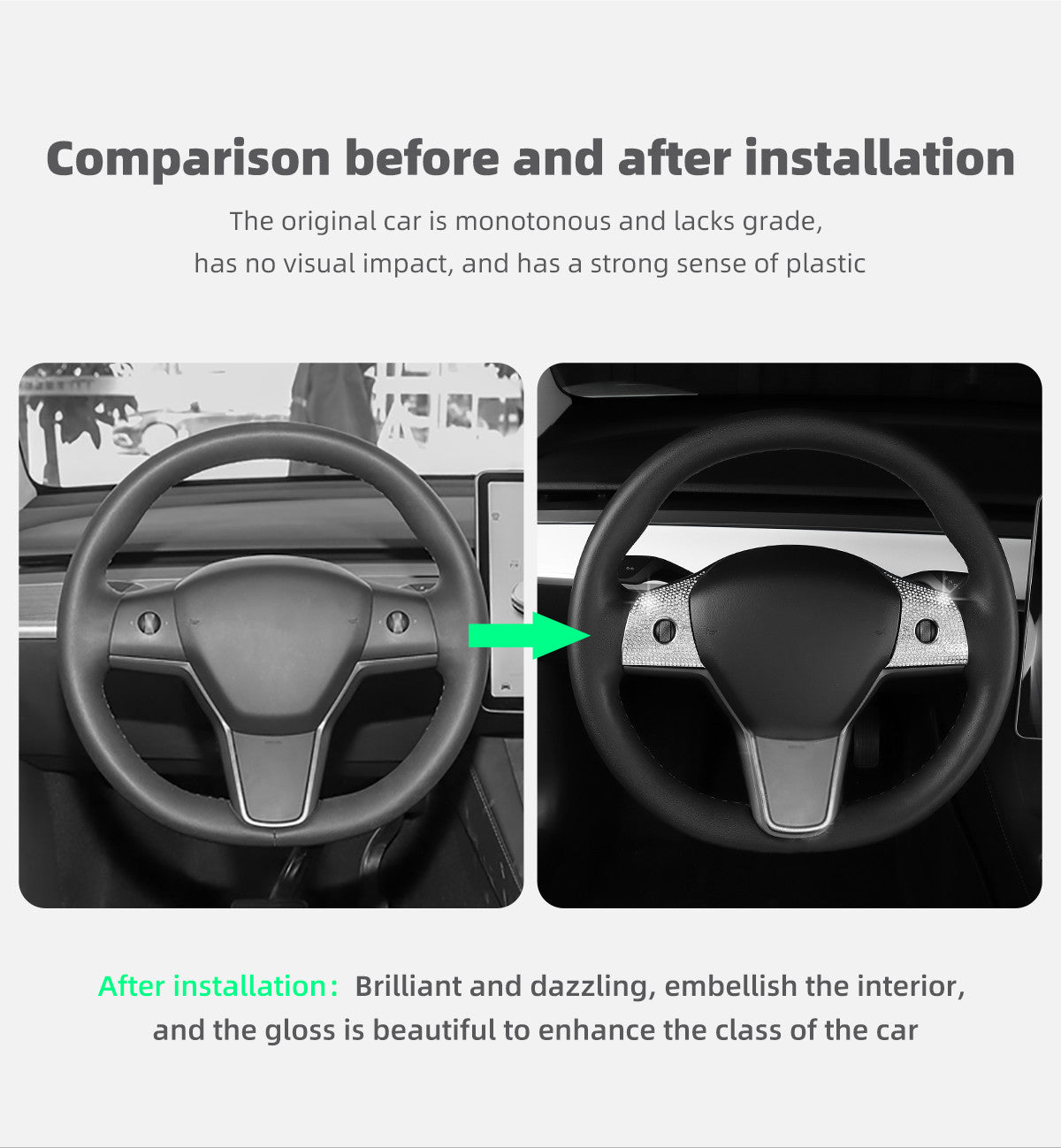 Bling Steering Wheel Buttons Decorate for Tesla Model 3 Model Y (2017-2025)
