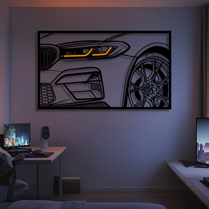 M5 F90 CS Apex Front View Metal Neon Frame Wall Art - MT1483