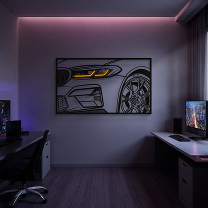 M5 F90 CS Apex Front View Metal Neon Frame Wall Art - MT1483