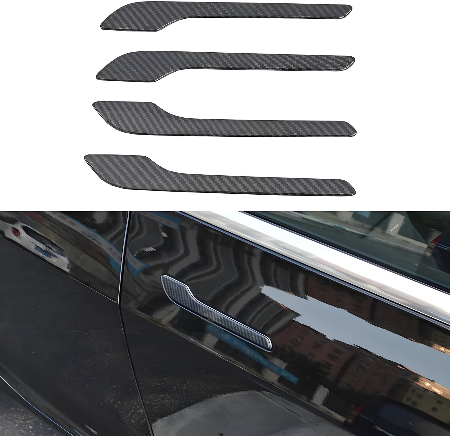 Door Handle Cover Wrap Kit ABS (4Pcs ) For Tesla Model 3 2017-2020