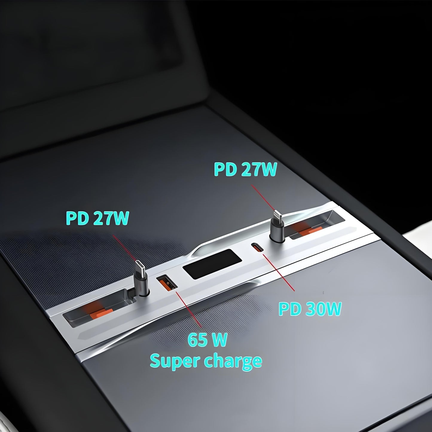 Center Console Ambient Light USB Hub Tesla Model Y Juniper & Model 3 Highland