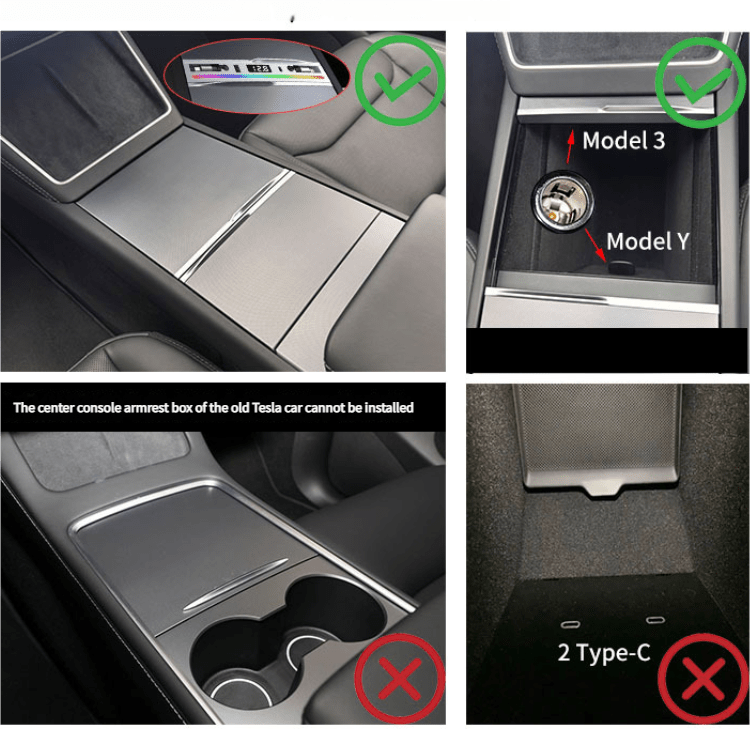 Center Console Ambient Light USB Hub Tesla Model Y Juniper & Model 3 Highland