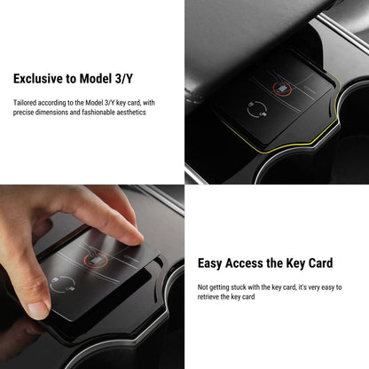Center Console Card Key Holder for Tesla Model 3 2017-2023.10 & Model Y 2017-2024