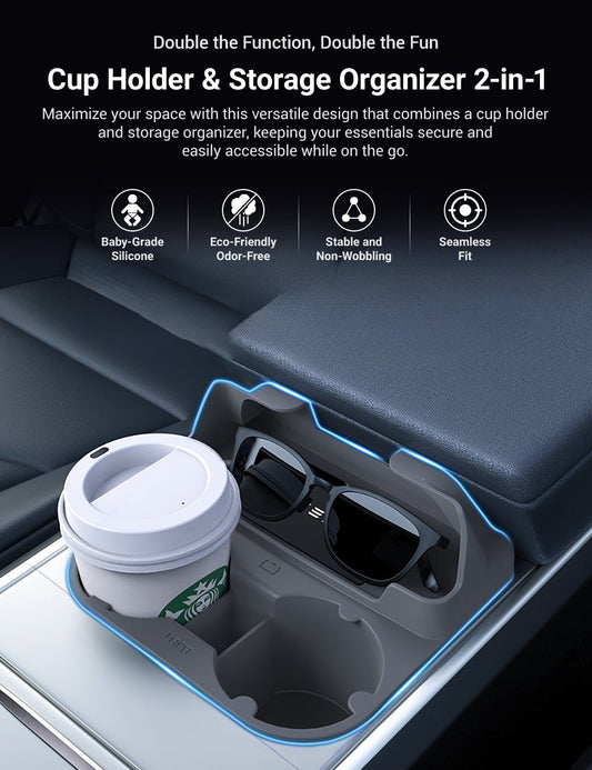 Center Console Cup Holder With Storage Organize for Model 3/Y