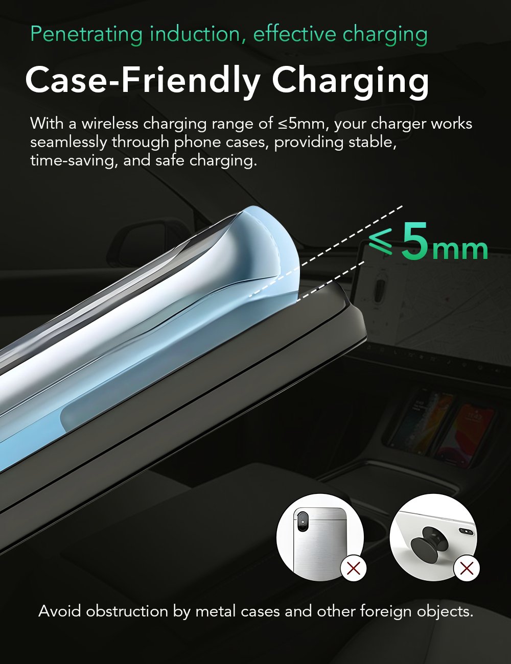 Center Console Wireless Charger for Tesla Model 3