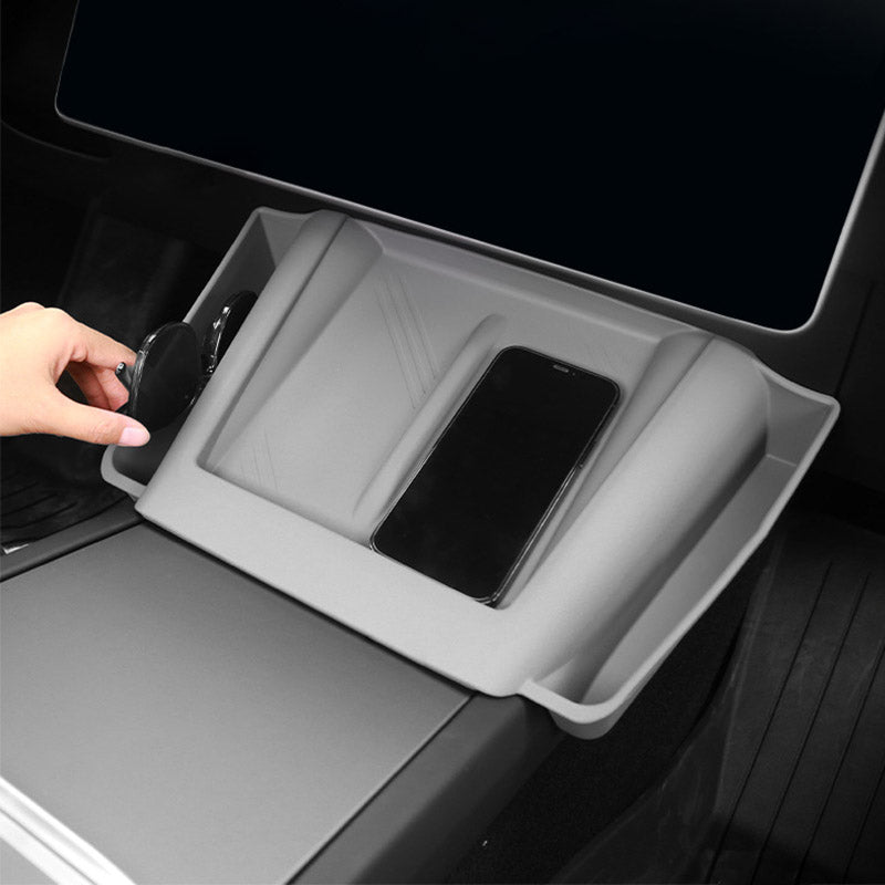 Center Console Wireless Charging Pad with Side Pockets For Tesla Model 3 Highland & Model Y Juniper