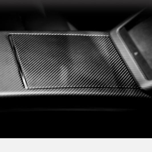 Center Panel Storage Box Dry Carbon Fiber Overlay for Model S/X 2021+