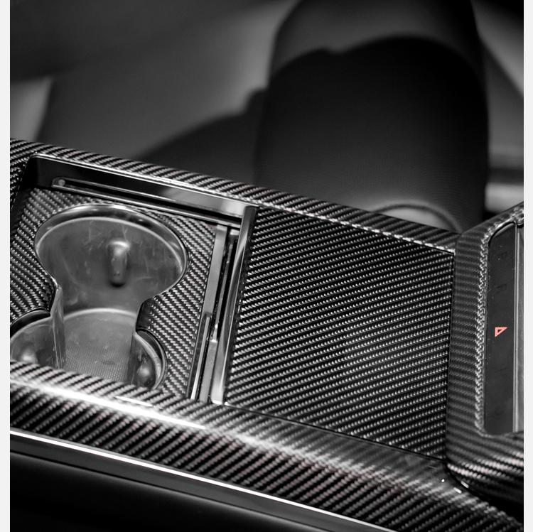Center Panel Storage Box Dry Carbon Fiber Overlay for Model S/X 2021+