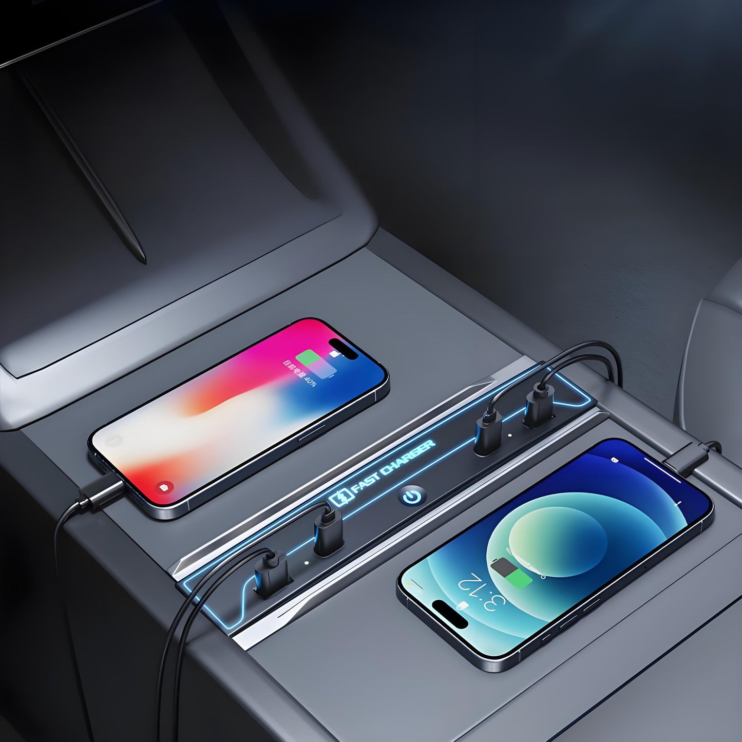 Central Console USB Hub with Ambient Light for Model 3 Highland