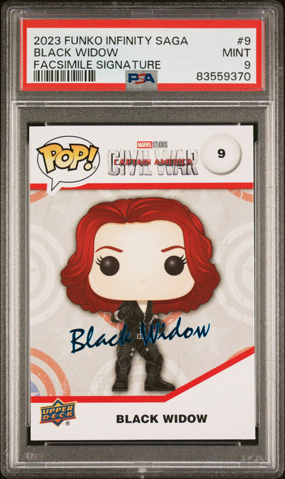 2023 UPPER DECK FUNKO POP MARVEL  BLACK WIDOW FACSIMILE SIGNATURE #9  PSA 9