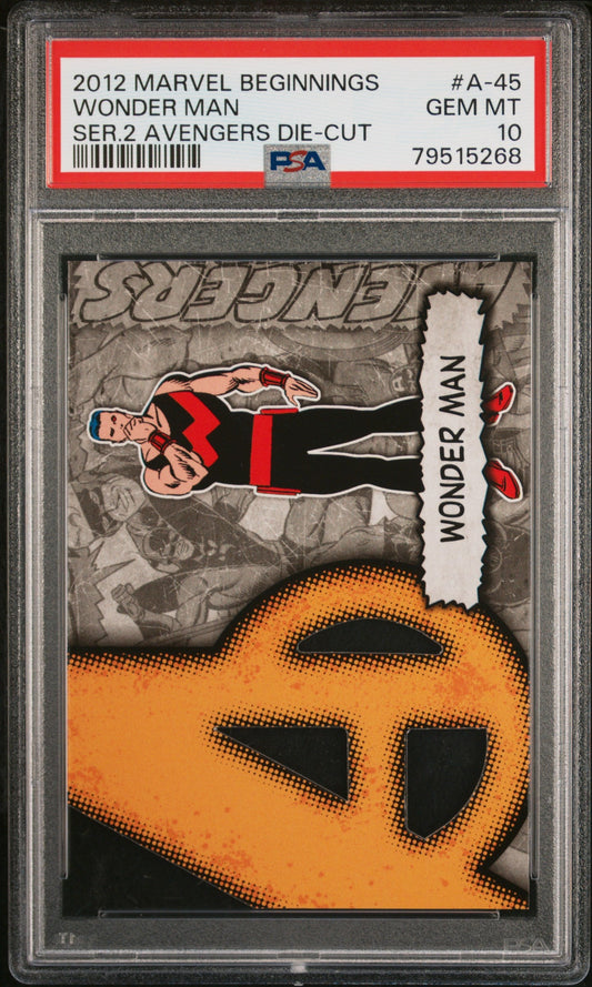 2012 MARVEL BEGINNINGS SERIES 2 AVENGERS DIE-CUT WONDER MAN #A-45 - PSA 10