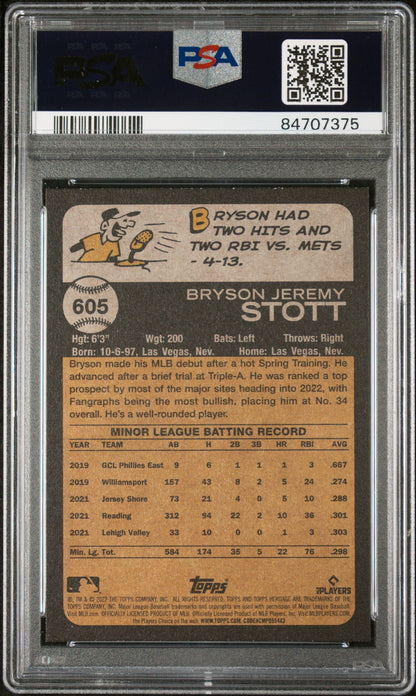 2022 TOPPS HERITAGE BRYSON STOTT  #605 - PSA 10 ROOKIE CARD