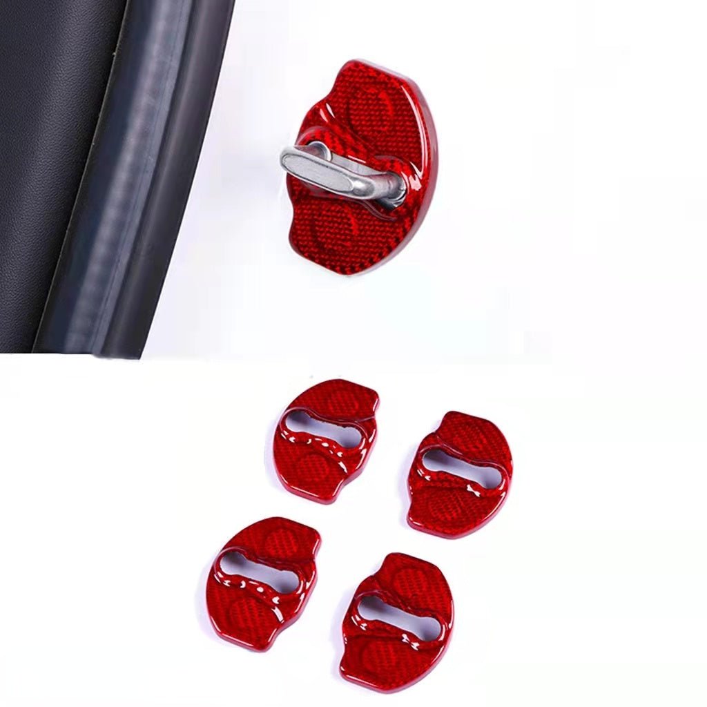 Real Dry Carbon Fiber Door Lock Cover for Tesla Model 3 & Model Y