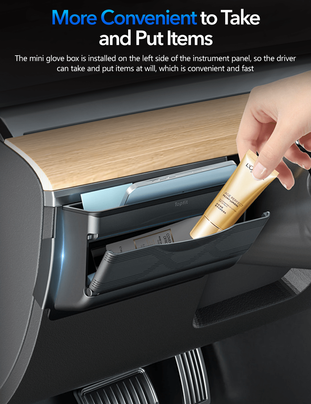 Driver Mini Glove Box for Tesla Model Y
