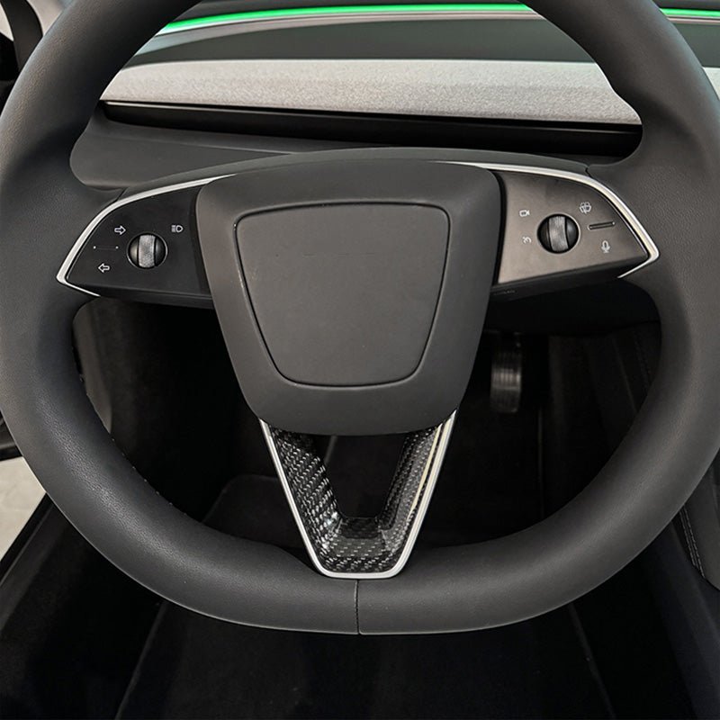 Dry Carbon Fiber Steering Wheel V-Cover for Model 3 Highland & New Model Y
