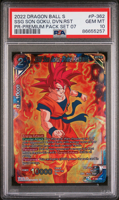 2022 DRAGON BALL SUPER REALM OF THE GODS 7 SSG GOKU, DVN RSTRNT #P-362 - PSA 10