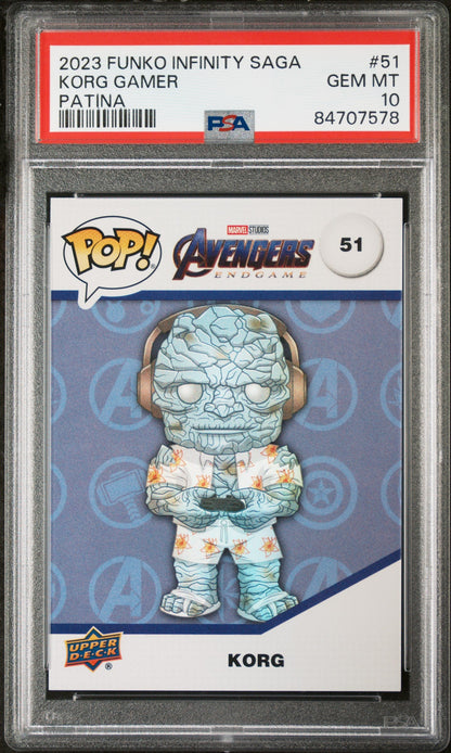 2023 UPPER DECK FUNKO POP MARVEL  KORG GAMER PATINA #51  PSA 10