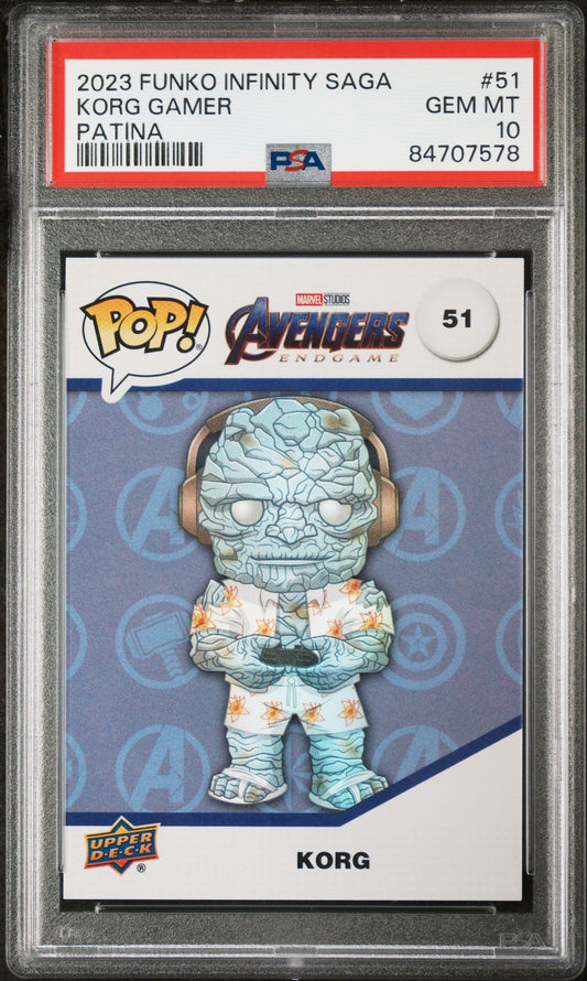 2023 UPPER DECK FUNKO POP MARVEL  KORG GAMER PATINA #51  PSA 10