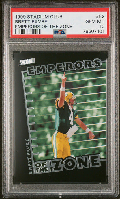 1999 STADIUM CLUB EMPERORS OF THE ZONE BRETT FAVRE #E2 PSA 10