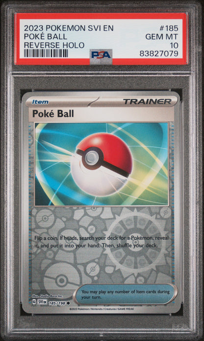 2023 POKEMON SVI EN-SCARLET & VIOLET POKÉ BALL REVERSE HOLO #185 PSA 10