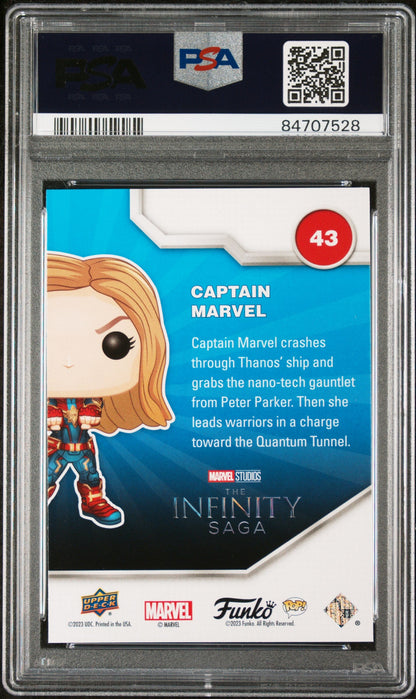 2023 UPPER DECK FUNKO POP MARVEL  CAPTAIN MARVEL PLATINUM #43  PSA 10