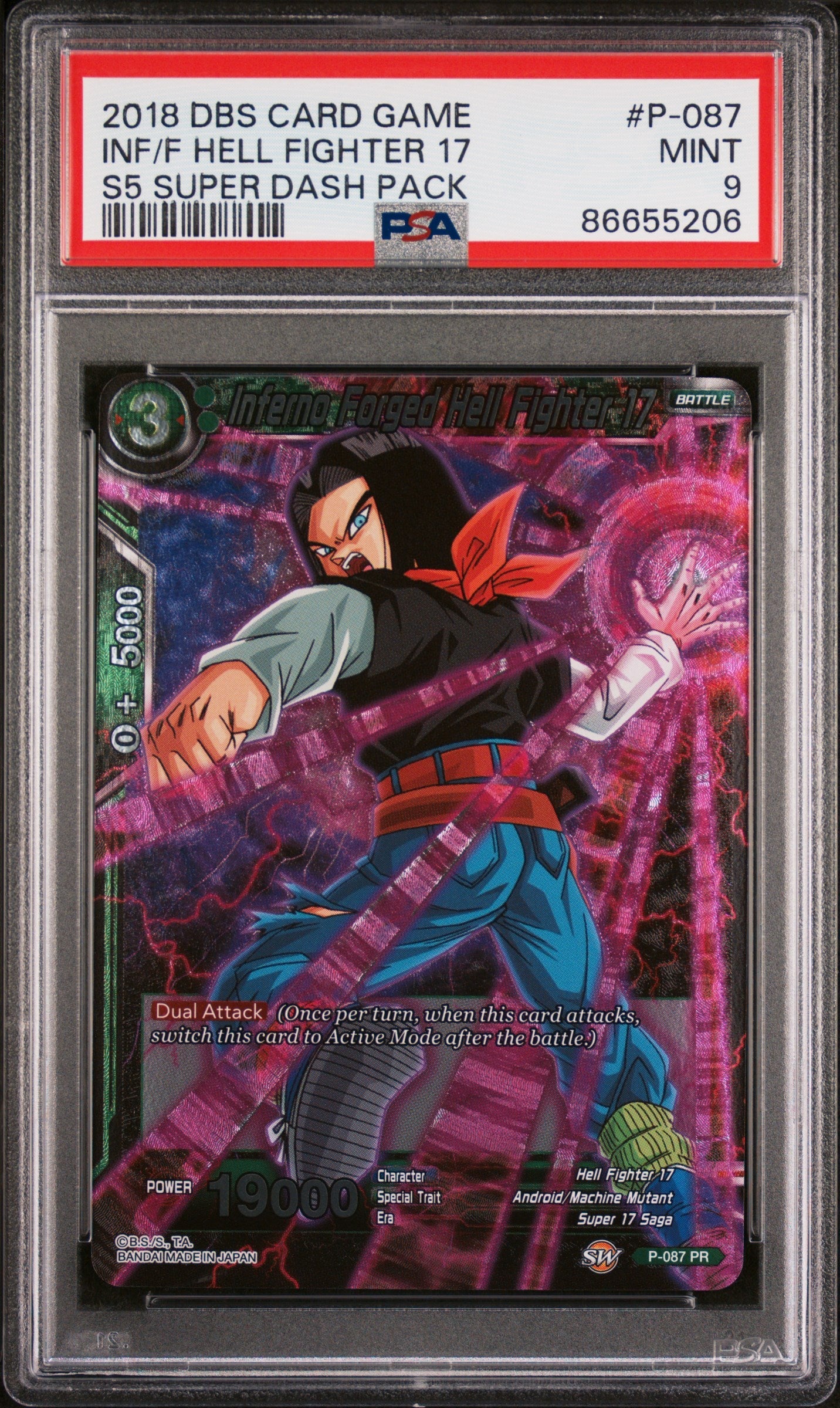 2018 DRAGON BALL SUPER SUPER DASH INF/F HELL FIGHTER 17 #P-087 - PSA 9