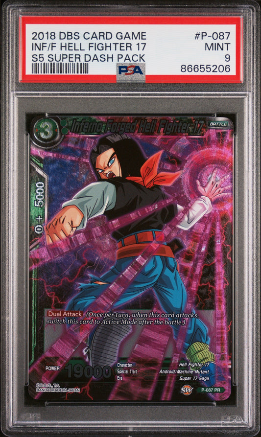 2018 DRAGON BALL SUPER SUPER DASH INF/F HELL FIGHTER 17 #P-087 - PSA 9