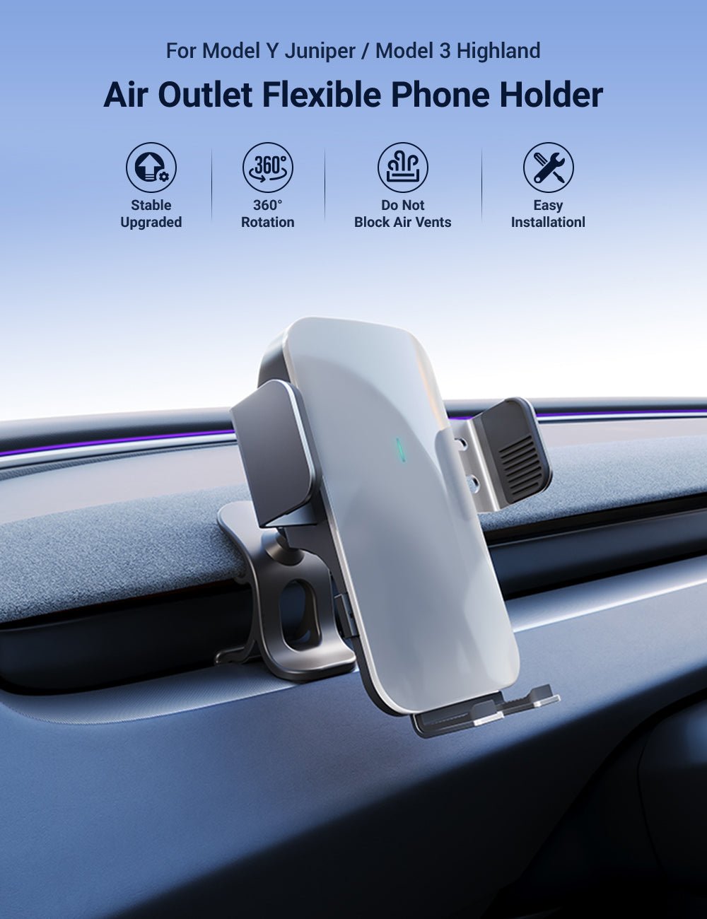 Flexible Phone Holder for Model 3 Highland & Model Y Juniper