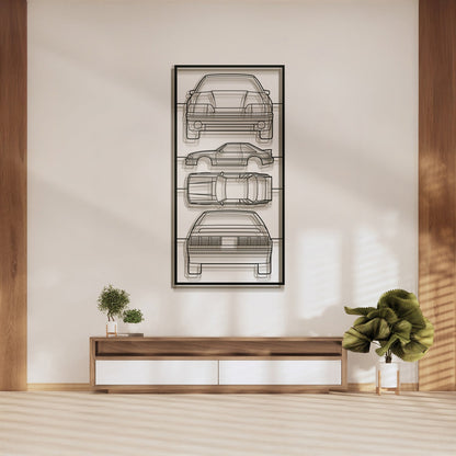 1987 Mustang GT Fox Body Quad Profile Metal Frame Silhouette - MT1450