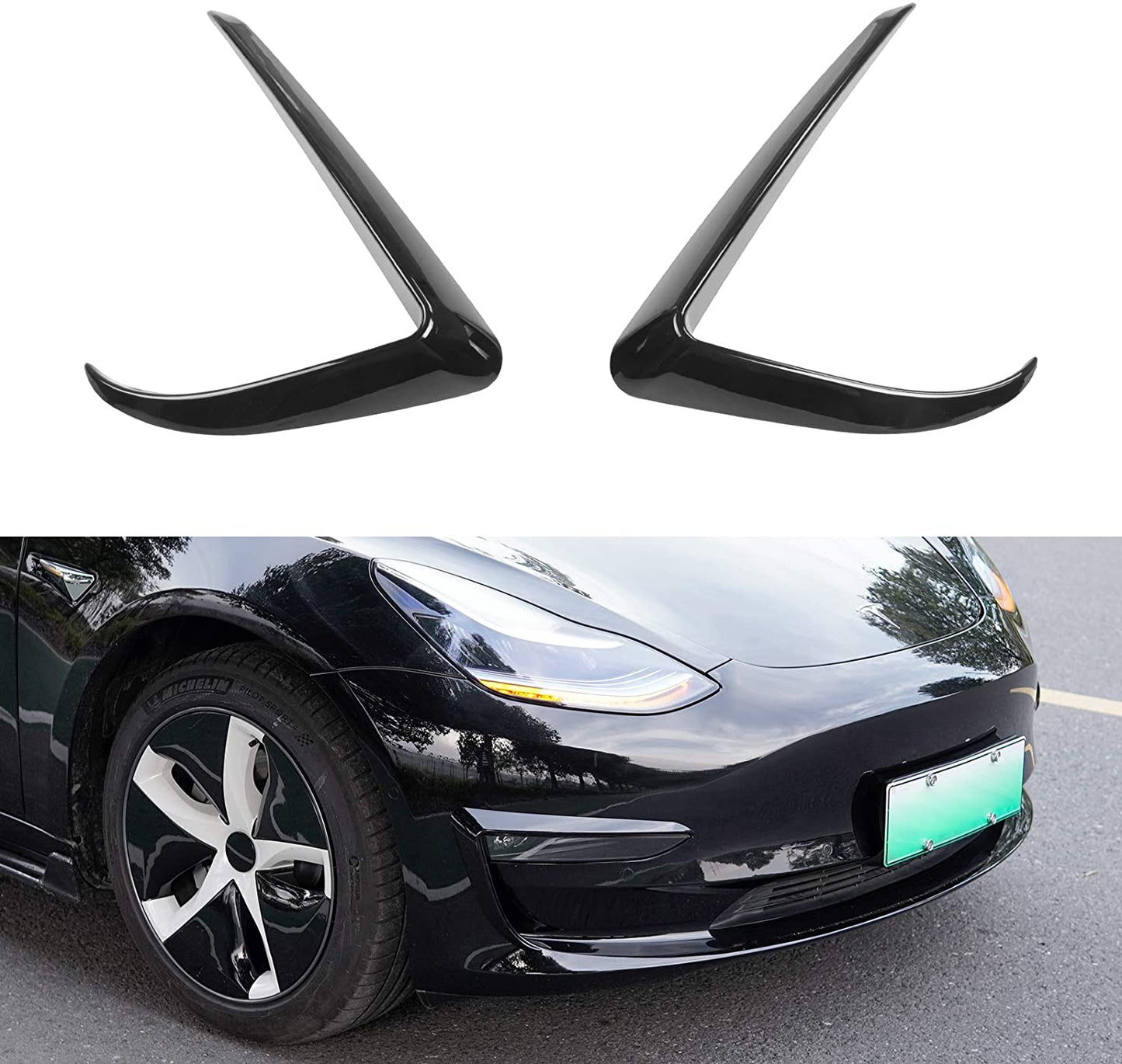 Front Fog Light Trim Cover Eyebrow Spoiler for Tesla Model 3 / Y