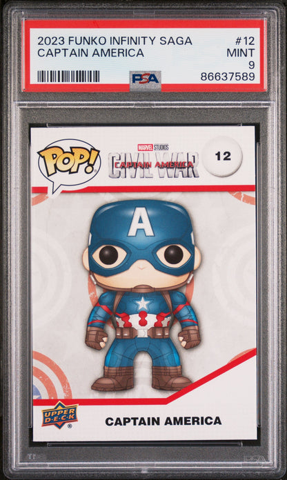 2023 UPPER DECK FUNKO POP MARVEL  CAPTAIN AMERICA  #12  PSA 9