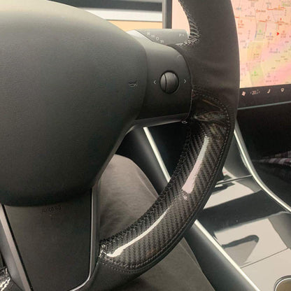 Genuine Leather Steering Wheel Cover for Tesla Model 3 / Model Y