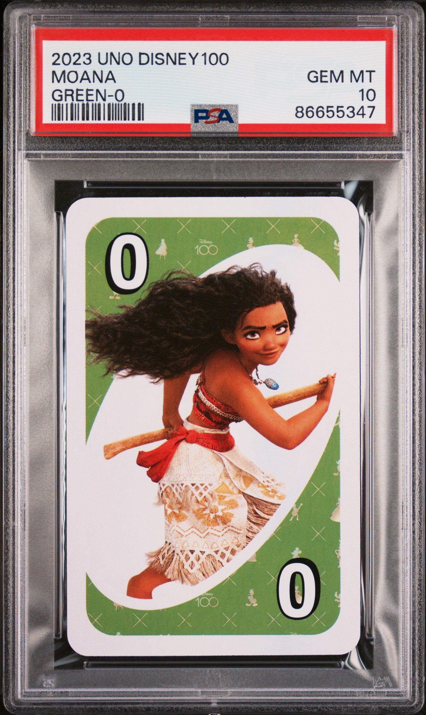 2023 UNO DISNEY 100 MOANA GREEN 0 PSA 10